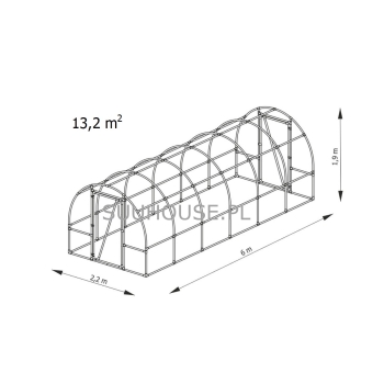 Plastový tunel B6 [13,2 m2] 6 x 2,2 x 1,9 m s fóliou UV4